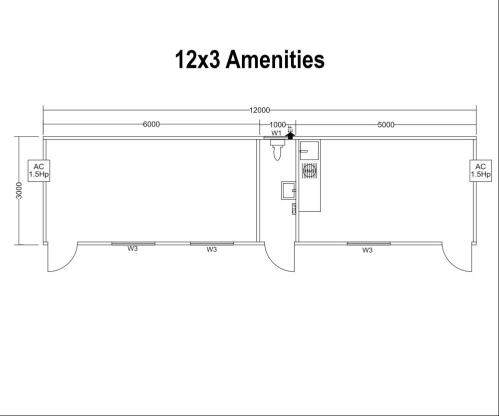 12x3 amenities